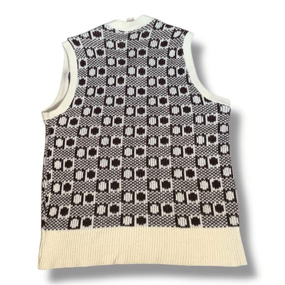 Vintage Montgomery Ward Brown Geometric Knit Sweater Vest Medium Grandpa Artsy - Picture 6 of 14